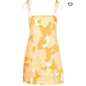FAITHFULL THE BRAND YELLOW MINI FLORAL DRESS